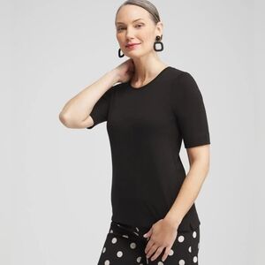 {Chico's} Everyday Elbow Sleeve Ribbed Tee - Size 3 (XL)